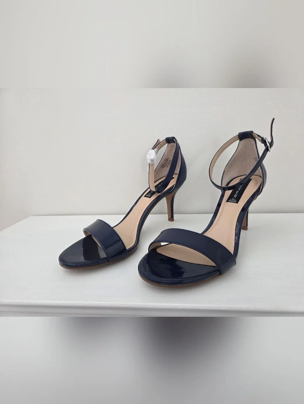 Steve Madden Women's Navy Patent Ankle-Strap Heels